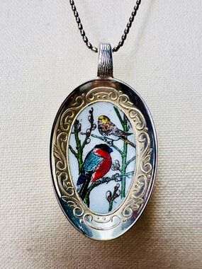 Handcrafted Spoon Pendant Necklace | Bird Motif | Sterling Chain